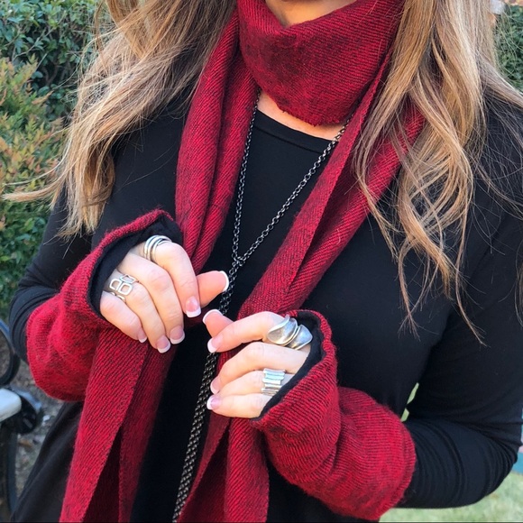 Accessories - Christmas Red-y Fingerless Gloves Wool From Nepal